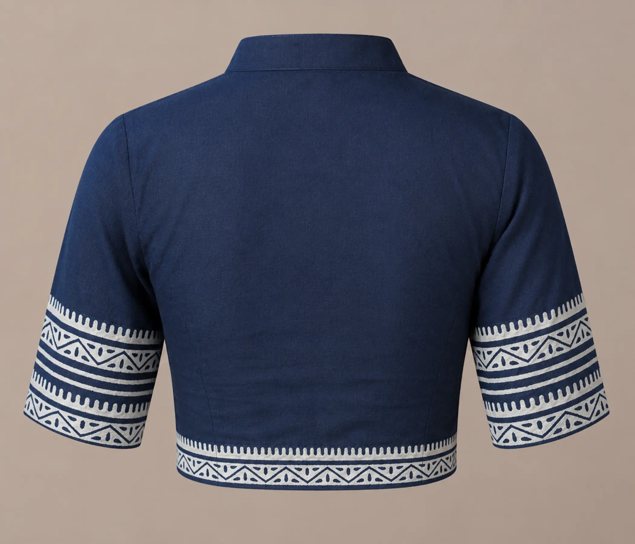 Indigo Cotton Sleeves Design Blouse